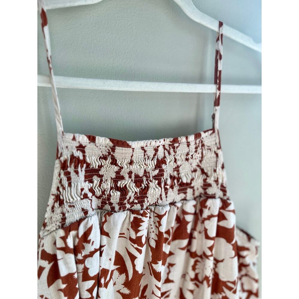 Universal Thread Rust Floral Smocked Maxi Dress XL Cotton Halter Tiered - Picture 3 of 7